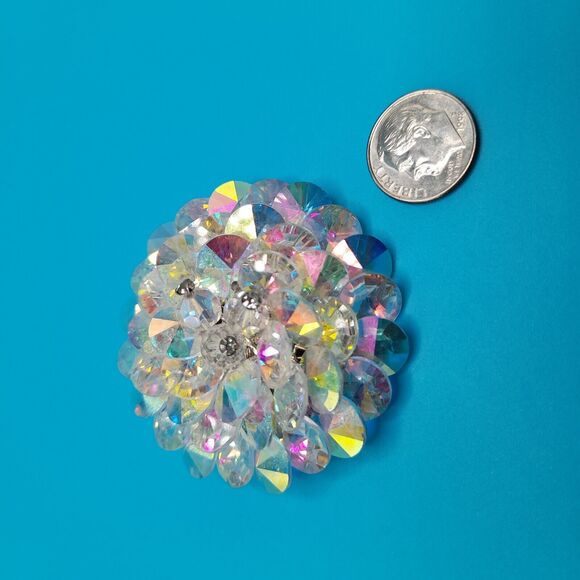 Vintage Un-Signed Vendome Aurora Borealis AB Crystal Rhinestone Brooch Pin - Picture 7 of 10